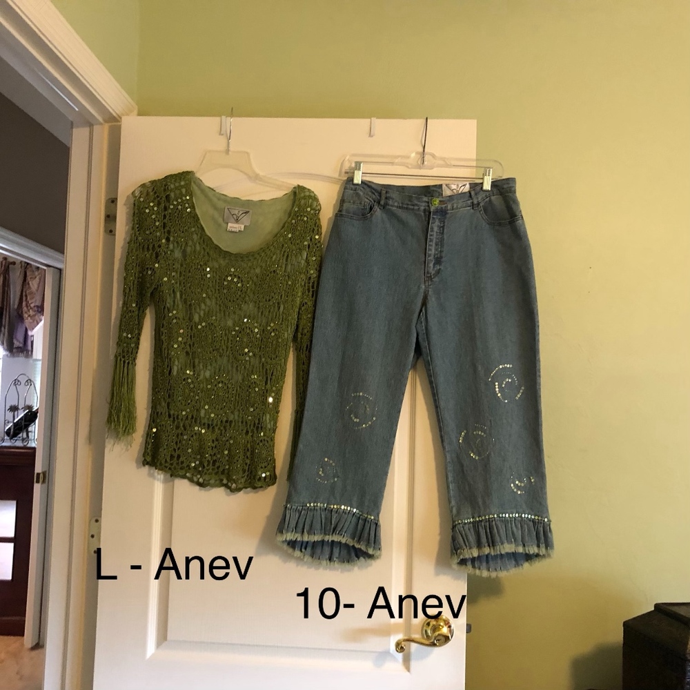 Crocheted top $ sequin pants